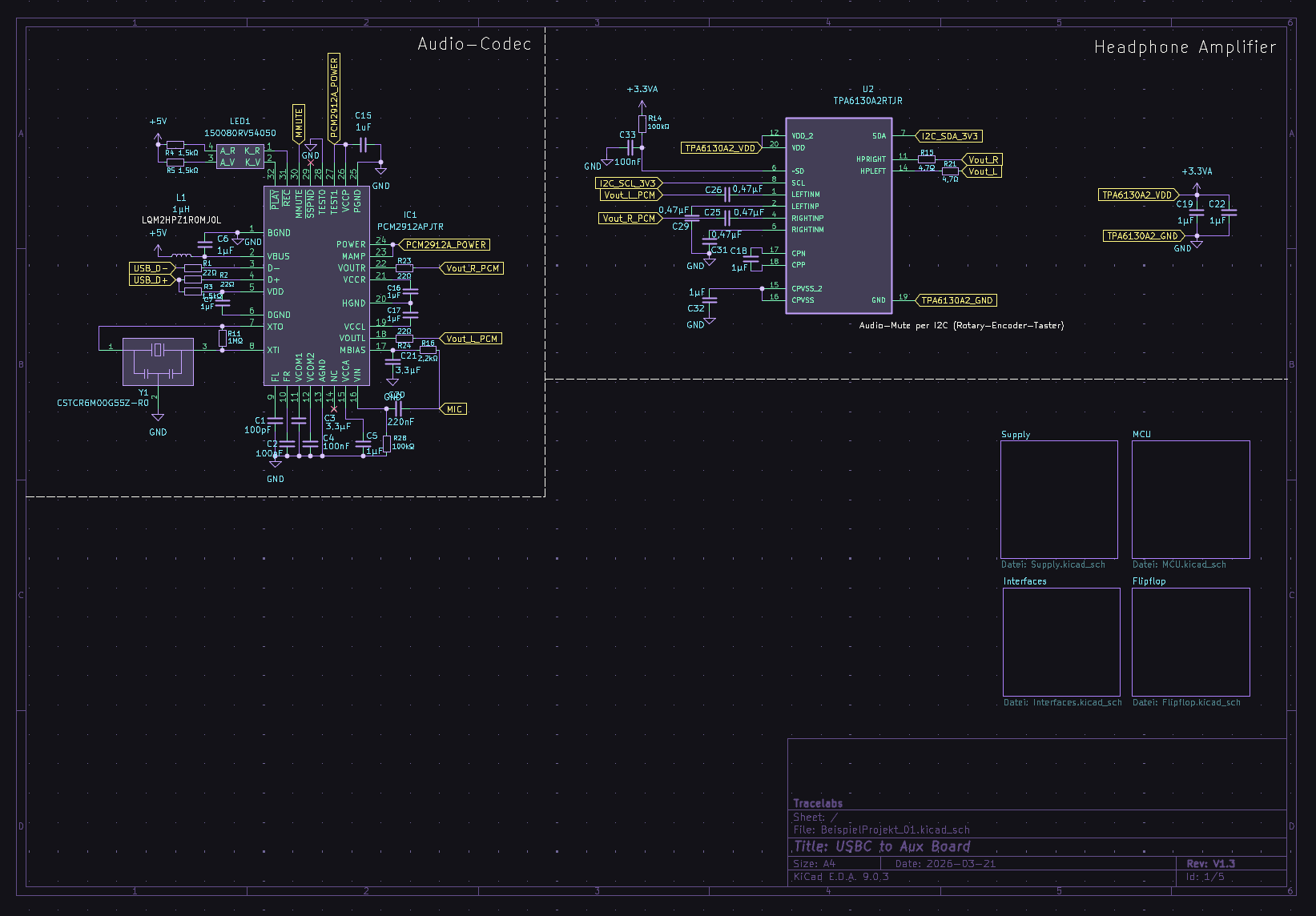 Audio-Codec Headphone Amplifier Schaltplan